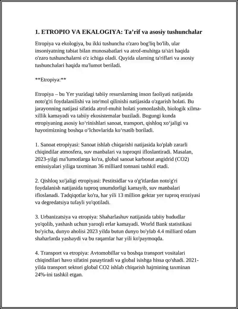 ETROPIO VA EKALOGIYA 3