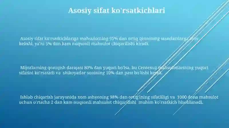 CentexUz Sifat Ko'rsatkichlarini Aniqlash 3