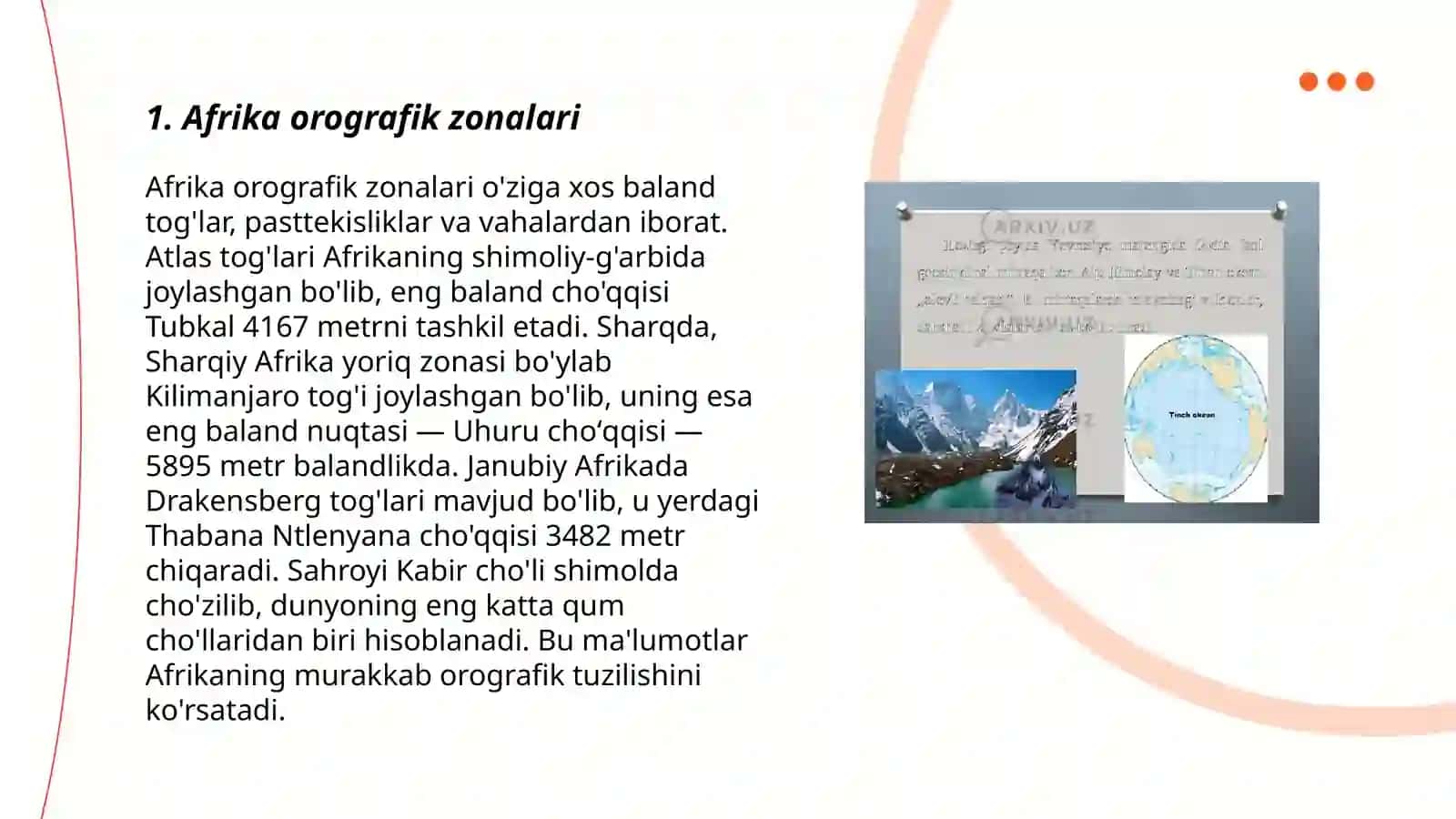 Afrika materigining relyefi va orografiyasi 3