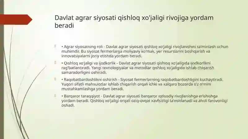 Davlatning agrarsiyosati 3