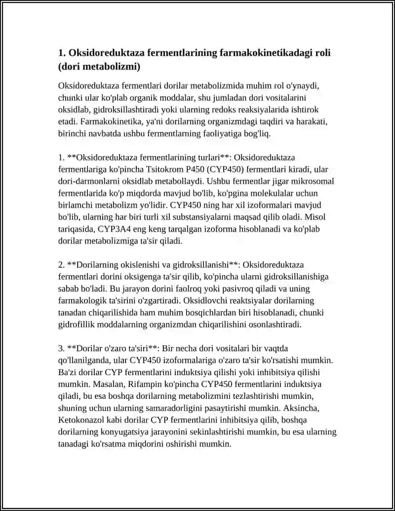 OKSIDOREDUKTAZA FERMENTINING TIBBIYOTDAGI AHAMIYATI 3