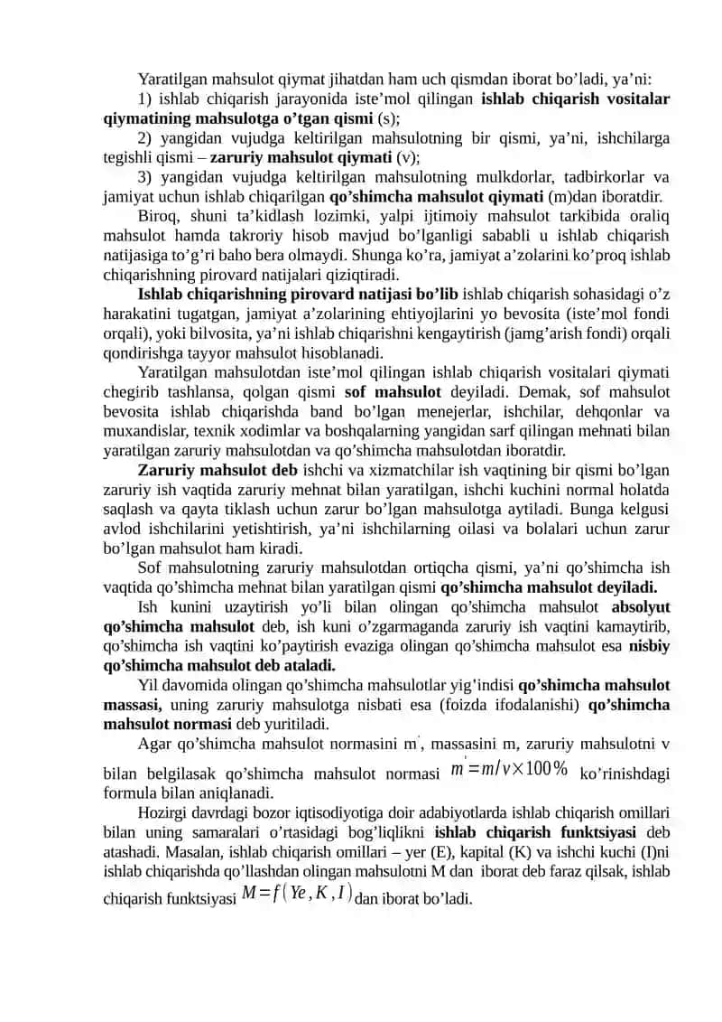 Ishlab chiqarish jarayoni va uning natijalari 3