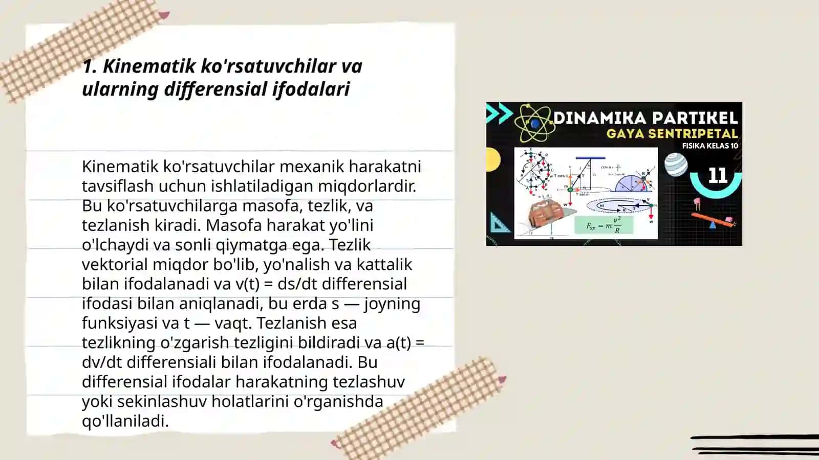 Kinematika va dinamikada differensial hisob tadbiqlari 3