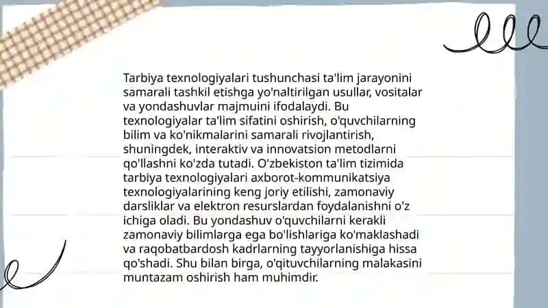 Tarbiya texnologiyalarining oʻziga xos xususiyatlari 3