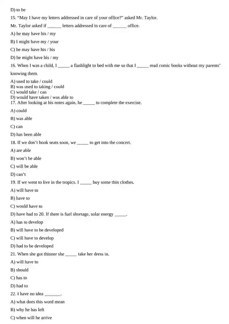 English Grammar Quiz 3