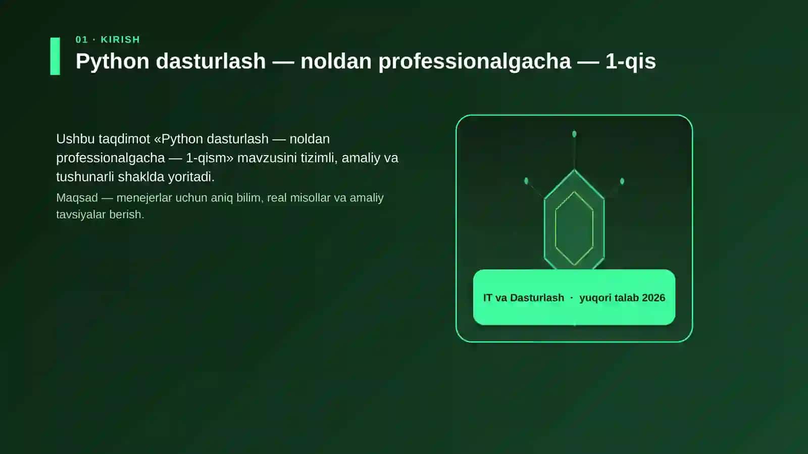 Python dasturlash — noldan professionalgacha — 1-qism 3