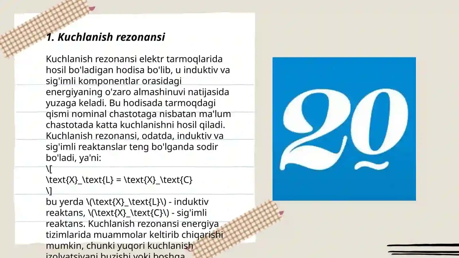Kuchlanish va toklarning rezonasi 3