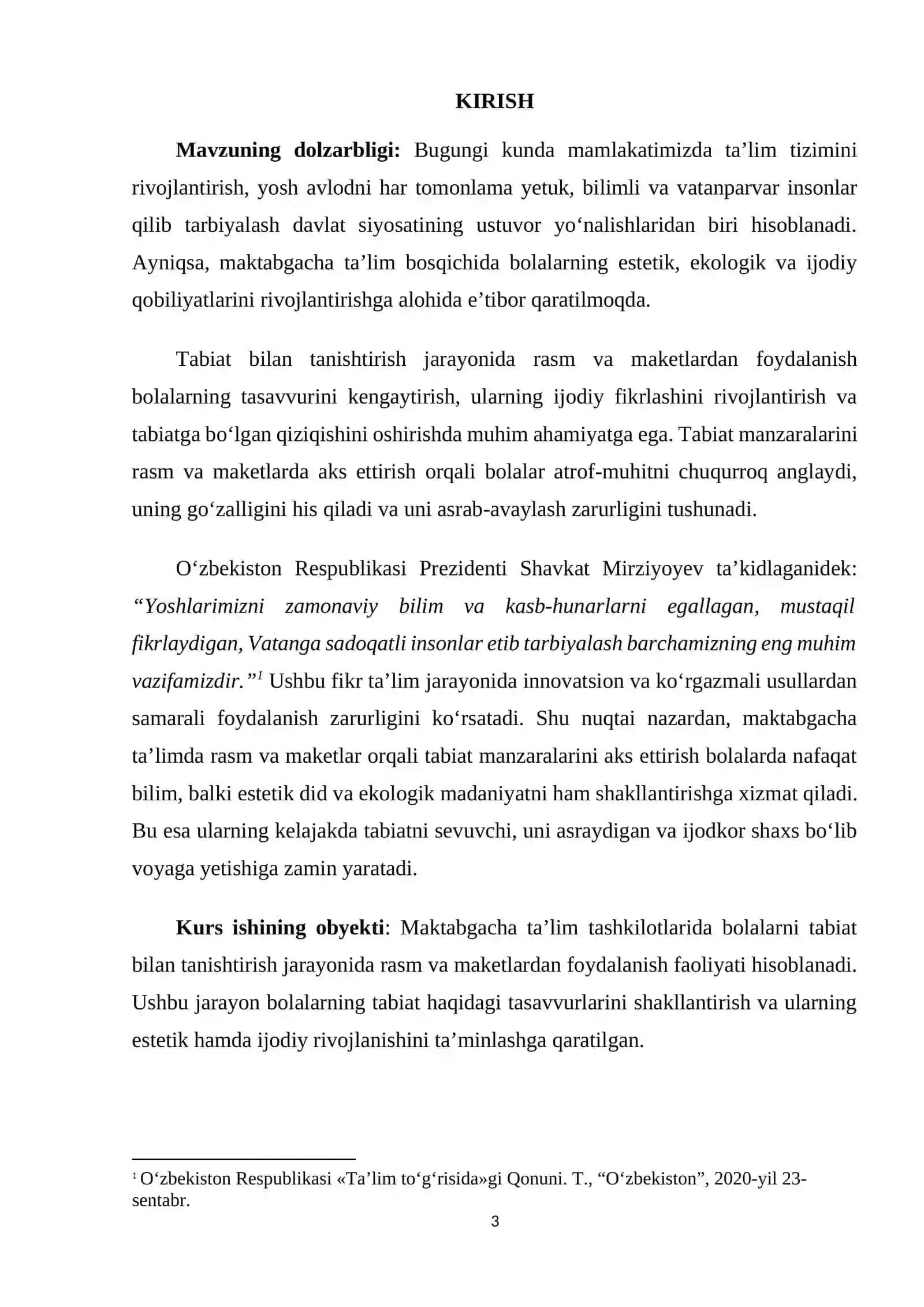 MAKTABGACHA TA’LIM YO‘NALISHI 03/22-GURUH TALABASI 3