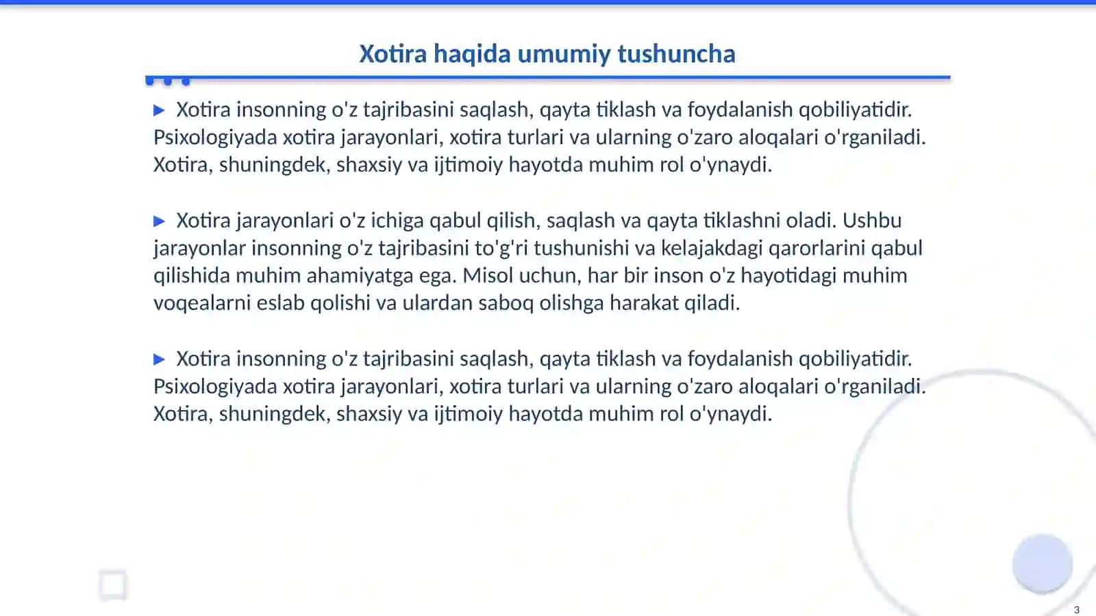 Xotira va boshqa psixik jarayonlarning bogʻliqligi 3