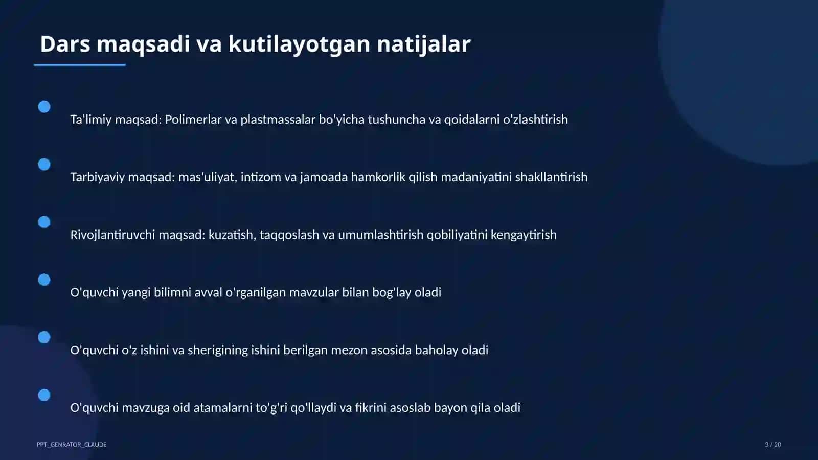 Polimerlar va plastmassalar (11-sinf) 3