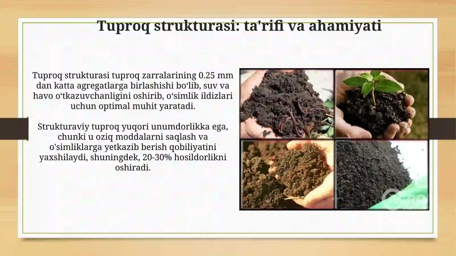 Tuproq strukturasi va unitiklanishyoʻllari 3