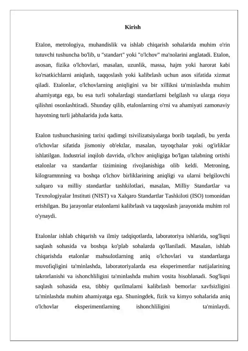 Etalon Nima va uning vazifalari 3
