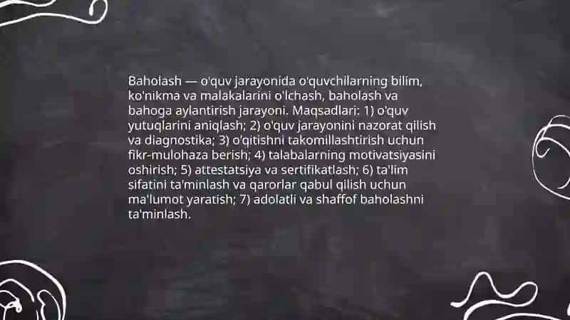 Óquvchilarni baholash mezonlari 3