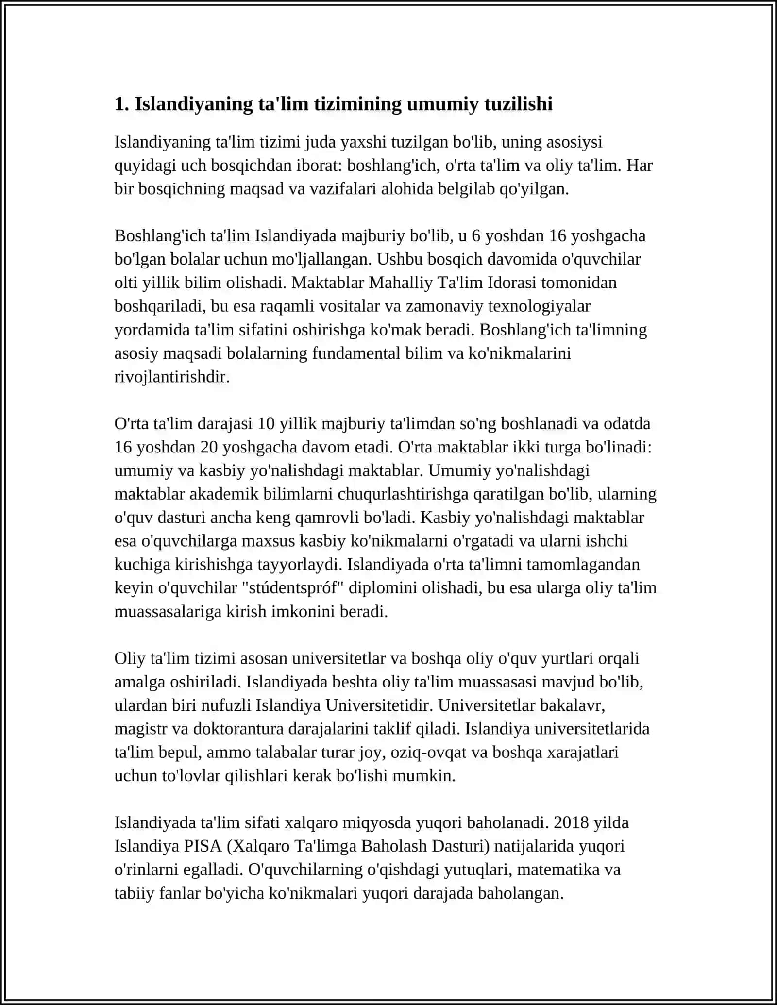 Islandiyaning Ta'lim Tizimi 3
