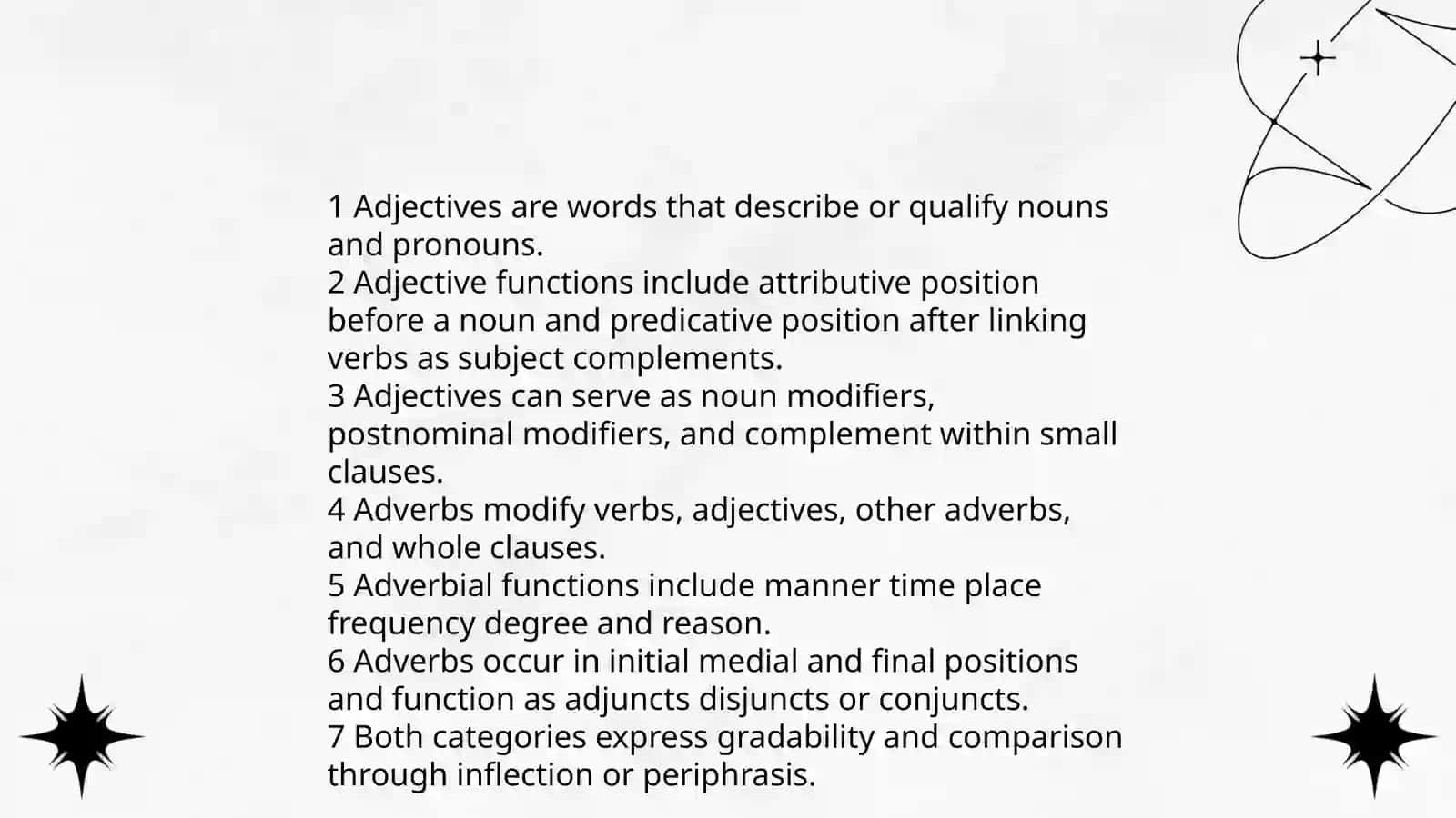 Adjectives, adverbs. Grammatical categories of adjectives and adverbs 3