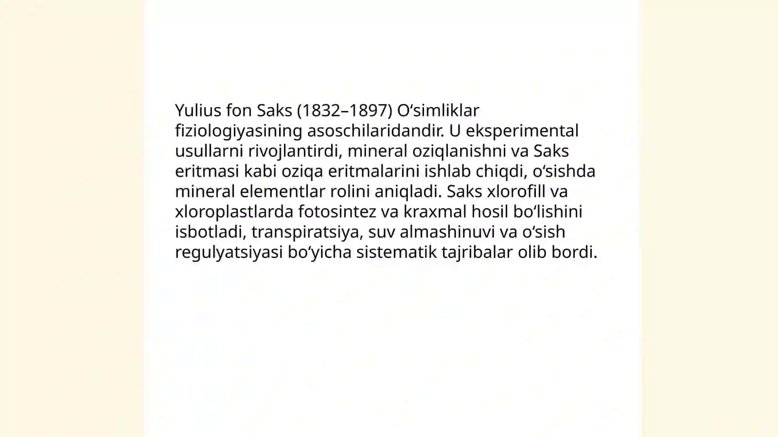 Oʻsimliklar fiziologiyasiga hissa qoʻshgan olimlarni olib borgan ilmiy tadqiqot ishlari 3