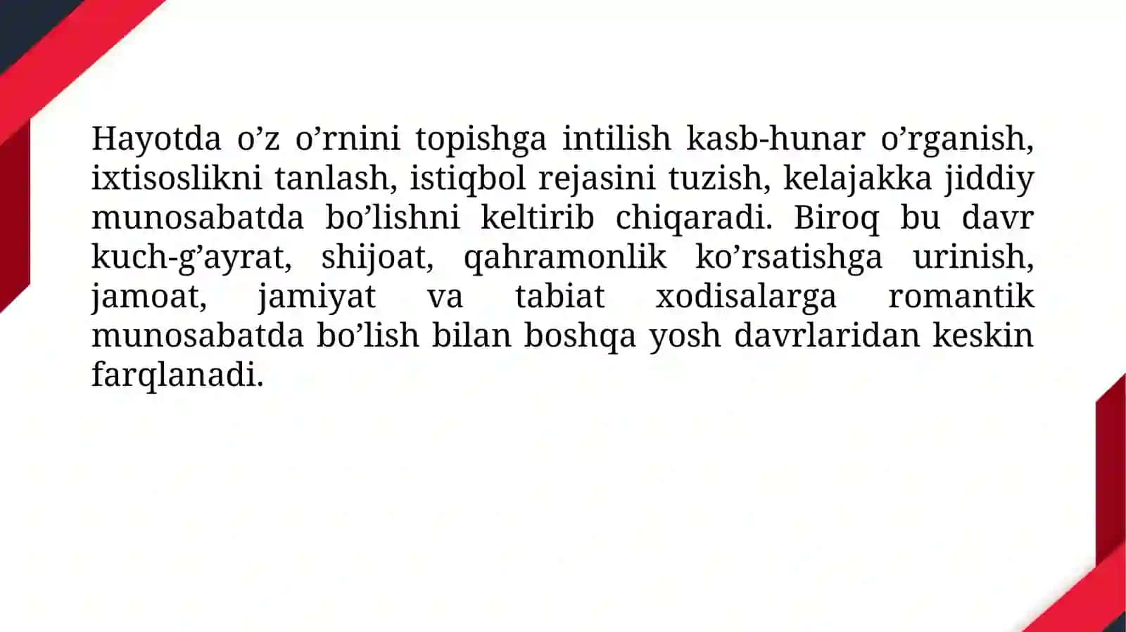 O'spirinlik davri 3