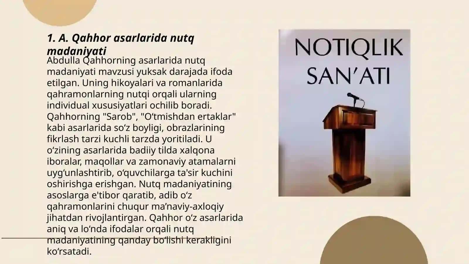 A.Qahhor asarlarida nutq va notiqlik masalasi 3