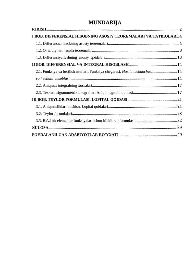 Differensial hisobning  asosiy teoremalariga oid misollar. Teylor formulaiga doir misollar 3