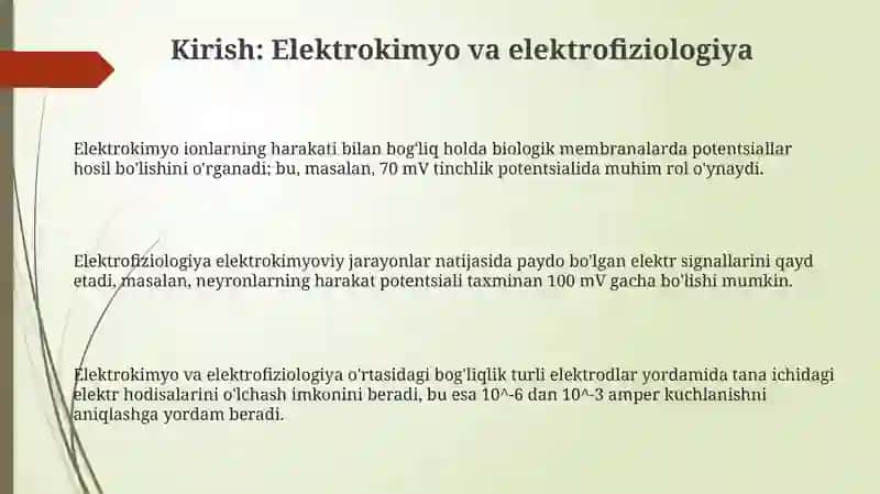 Elektro kimyo tibbiyotda elektrodiagnostikaning asosi 3