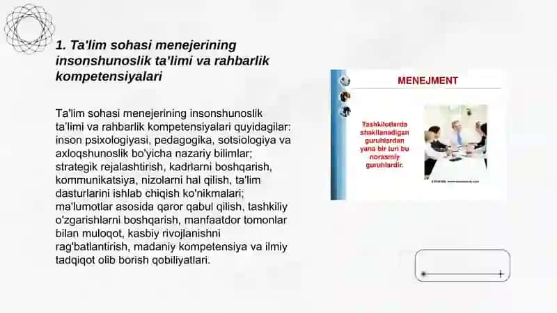 Ta'lim sohasi menejerning insonshunoslik bo'yicha ma'lumoti 3
