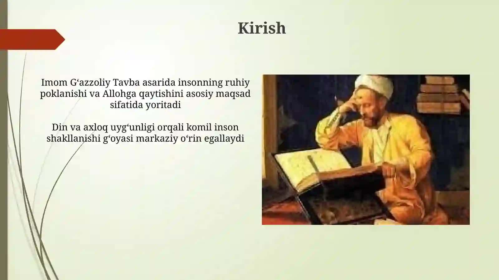 Gʻazzoliyning Tavba asari asosida “Din vaaxloq» 3