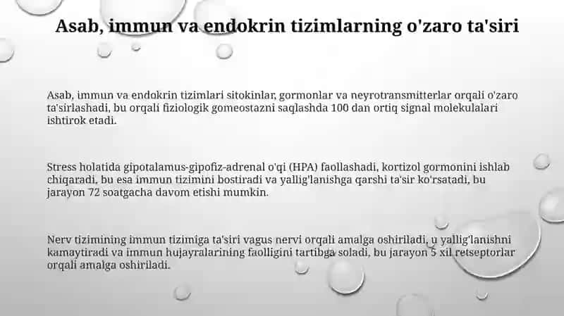 Organizmning nerv, immun-endokrin boshqariluvi 3