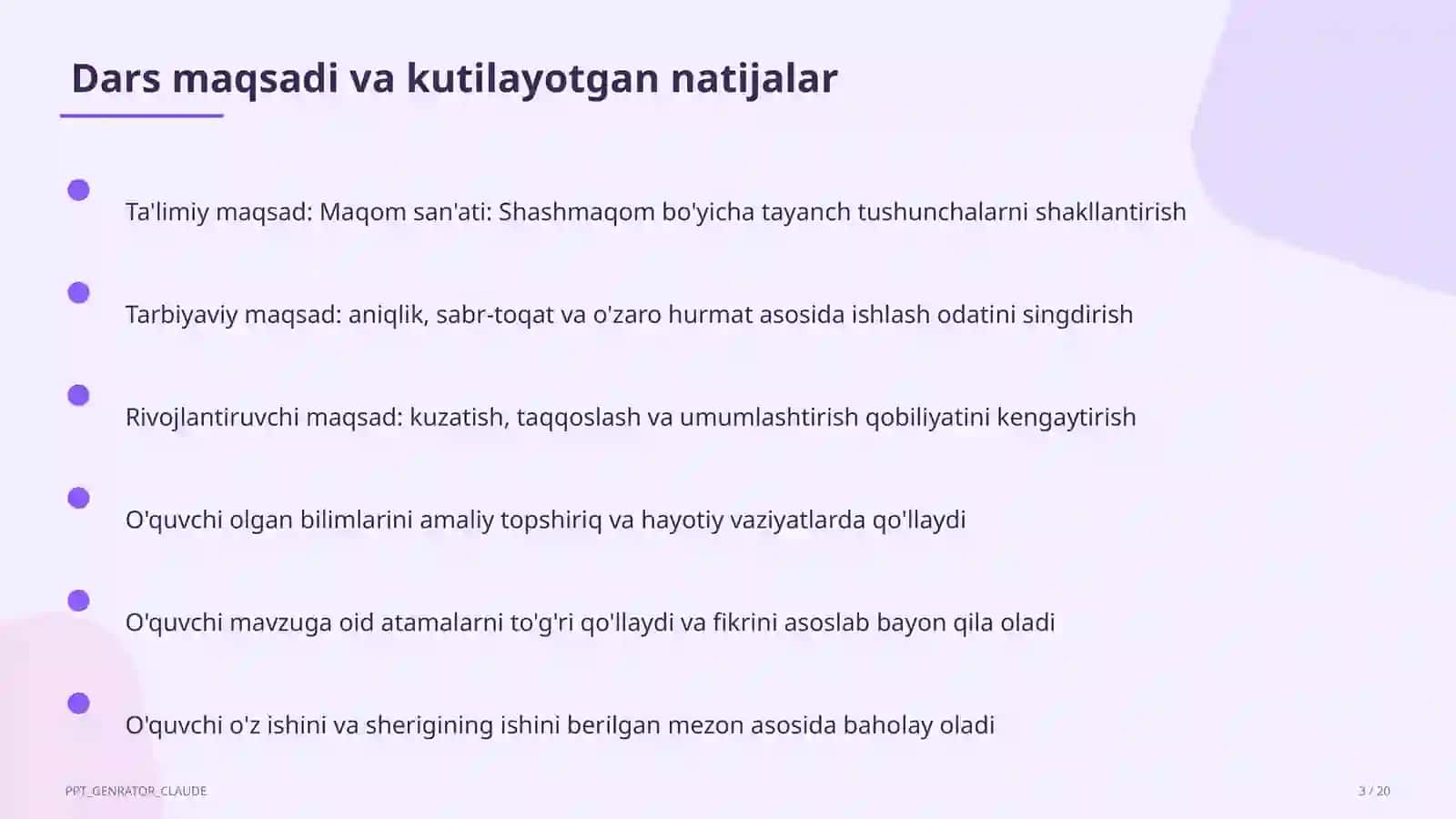 Maqom san'ati: Shashmaqom (5-sinf) 3