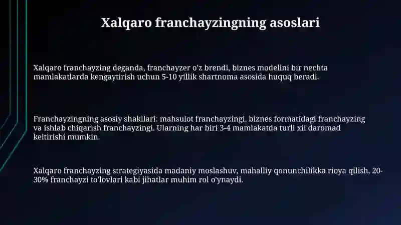 Xalqaro franchayzing 3