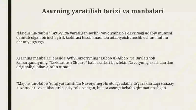 Majolis un-nafois asarini oʻrganish va sharhini yozish 3