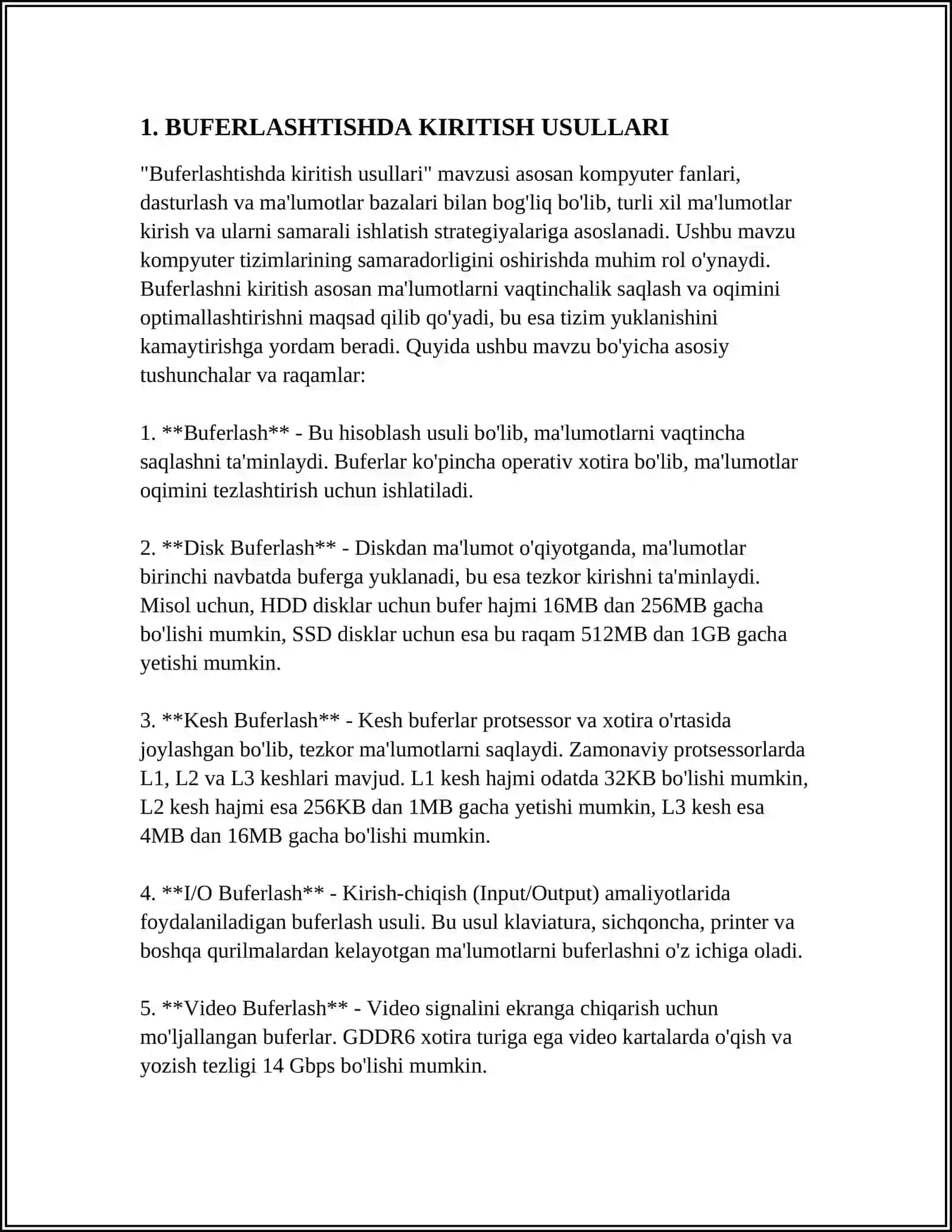 BUFERLASHTISHDA KIRITISH VA CHIQARISH 3