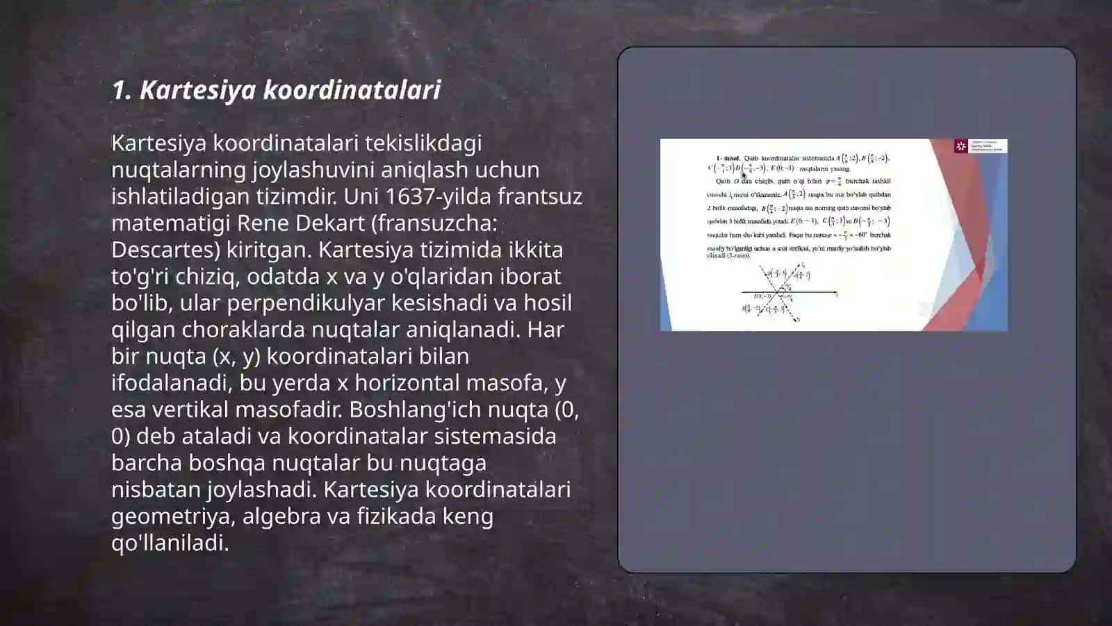 Turli koordinatalar sistemalari 3