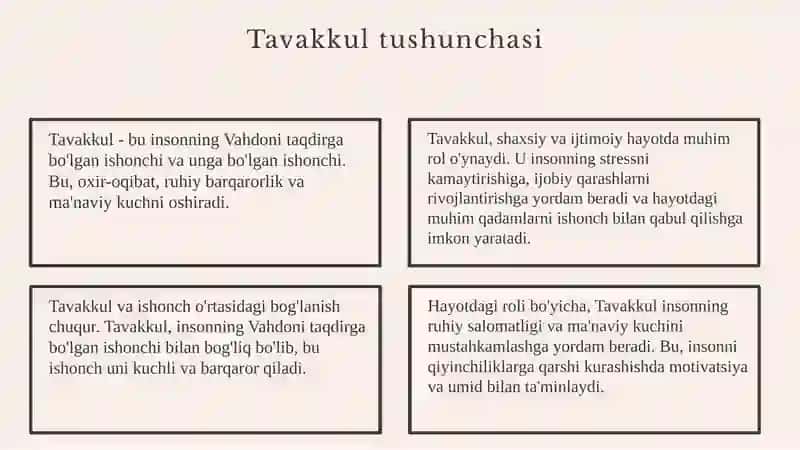 Tavakkalchilikka bo’lgan munosabat 3