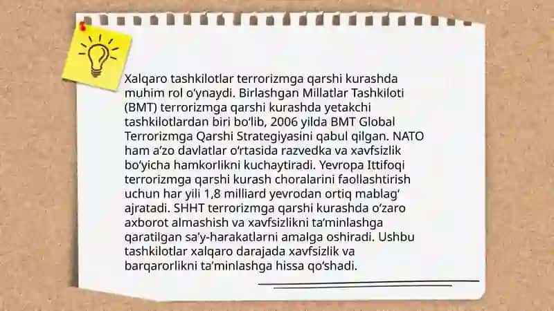 Xalqaro tashkilotlarning terrorizmga qarshi kurashining ahamiyati 3
