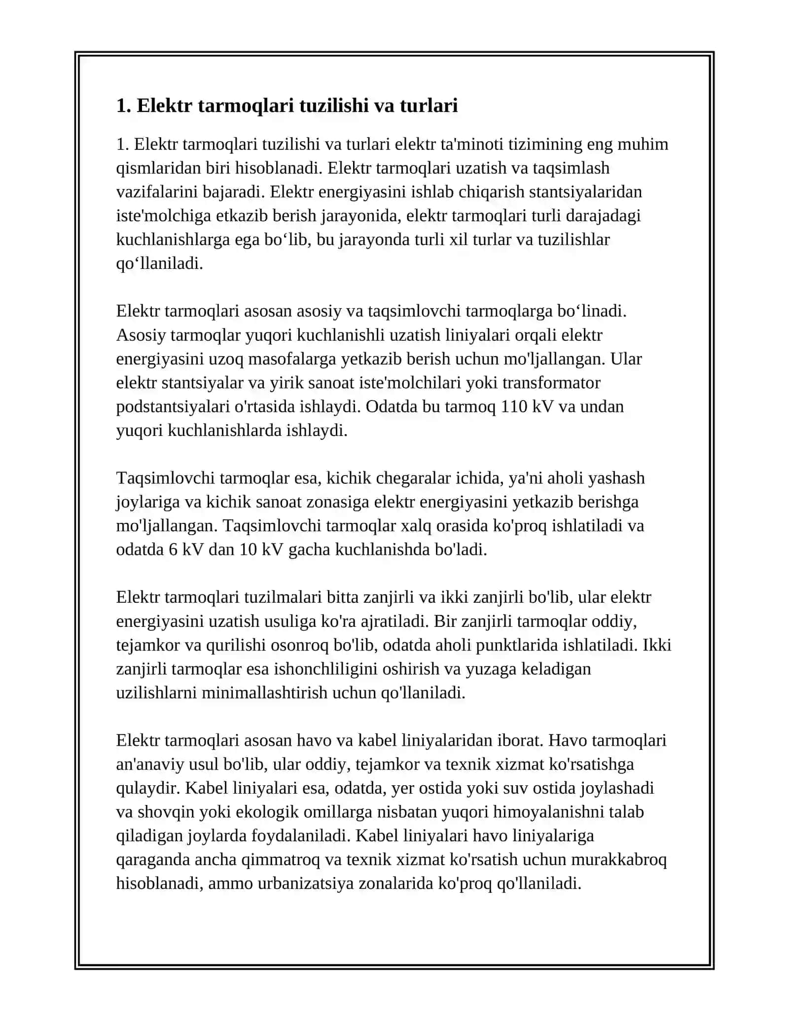 Elektr tarmoqlari va tizimlar 3