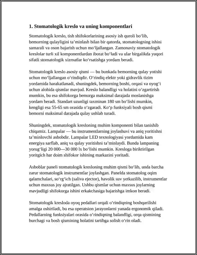STOMATOLOGIYA KABINETI JIHOZLARI. ASOSIY STOMATOLOGIK ASBOB USKUNALAR VA ASBOBLAR 3