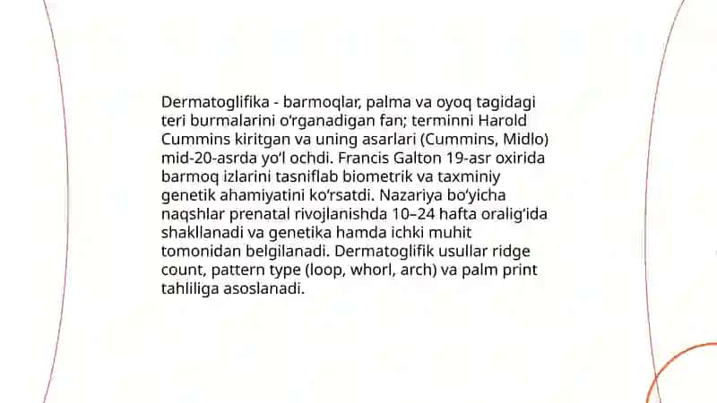 Dermatoglifika: nazariyasi va tarixiy rivojlanishi 3
