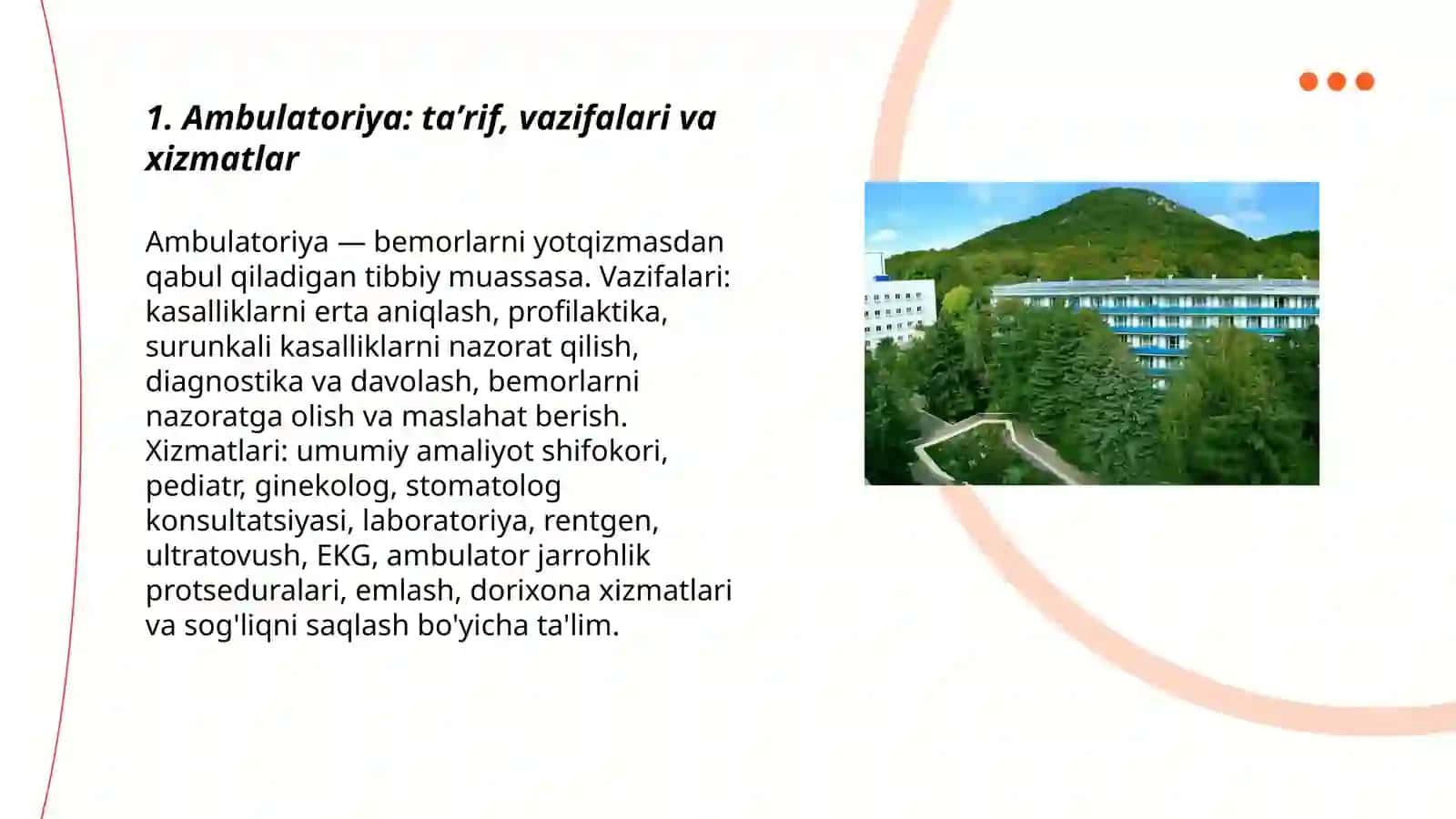 Ambulatoriya, sanatoriya, poliklinika 3
