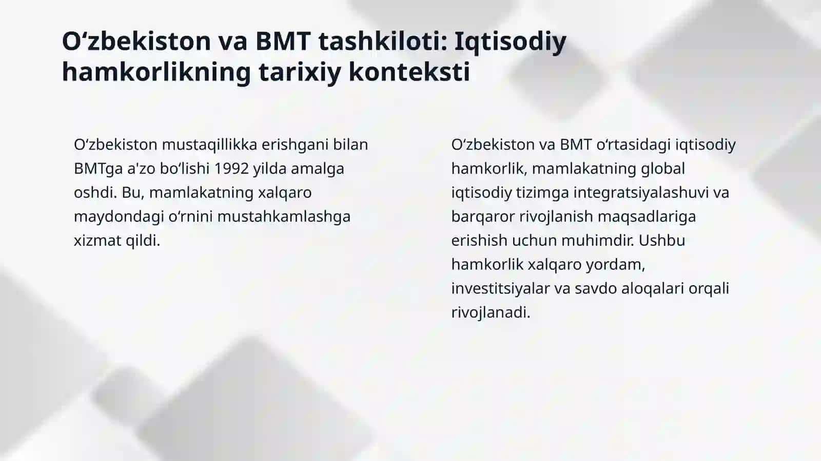 O‘zbekiston va BMT tashkilotining iqtisodiy munosabatlar 3