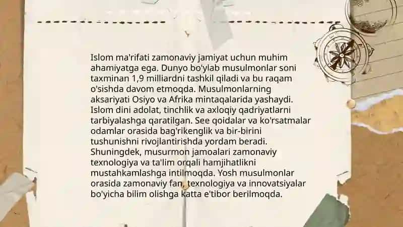 Islom qadriyatlari va maʼrifatni hozirgi davrdagi ahamiyati 3