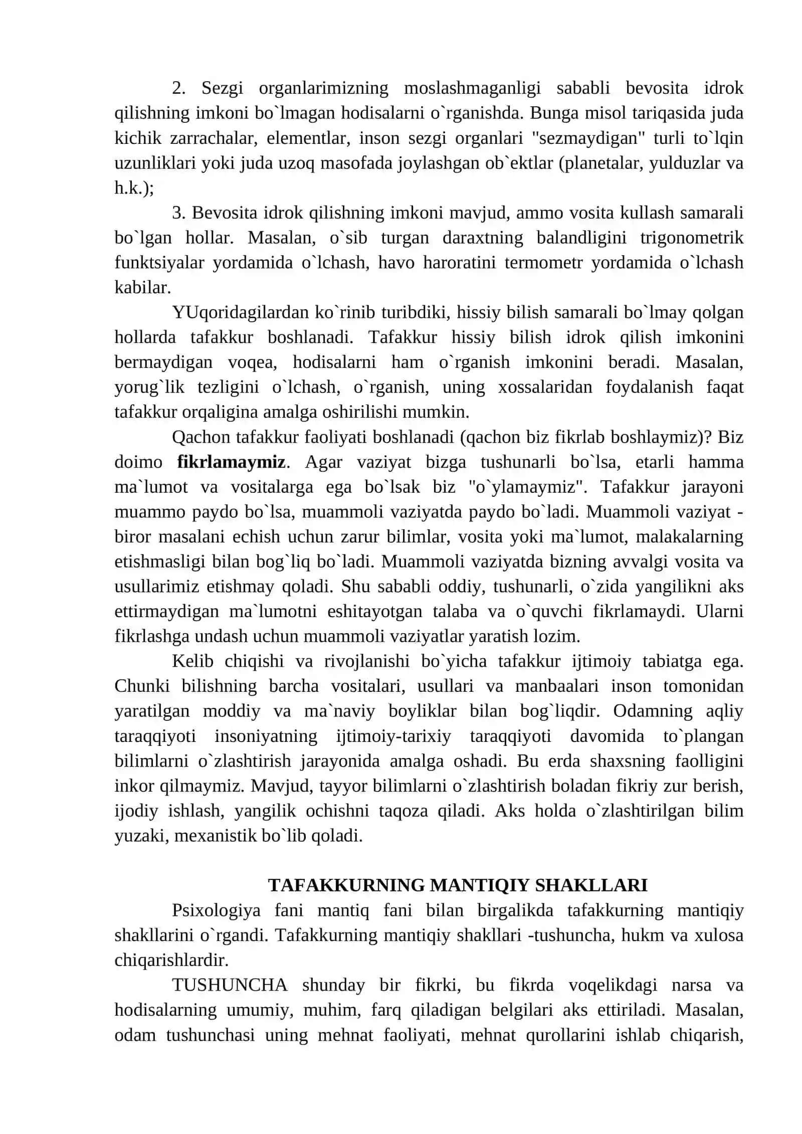 Tafakkurning o`ziga xosligi: faolligi, maqsadga yo`nalganligi 3