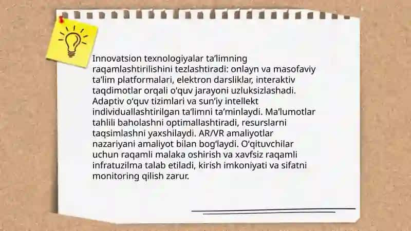 Innovatsion texnologiyalar taʼlim sifatini oshirish manbai sifatida 3