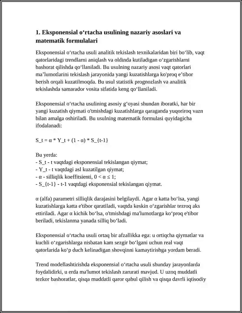 Eksponensial oʻrtacha usuli 3