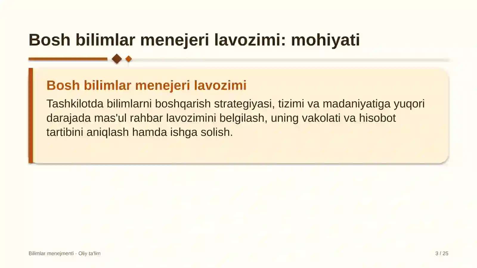 Bilimlar menejmenti · Oliy ta'lim 3