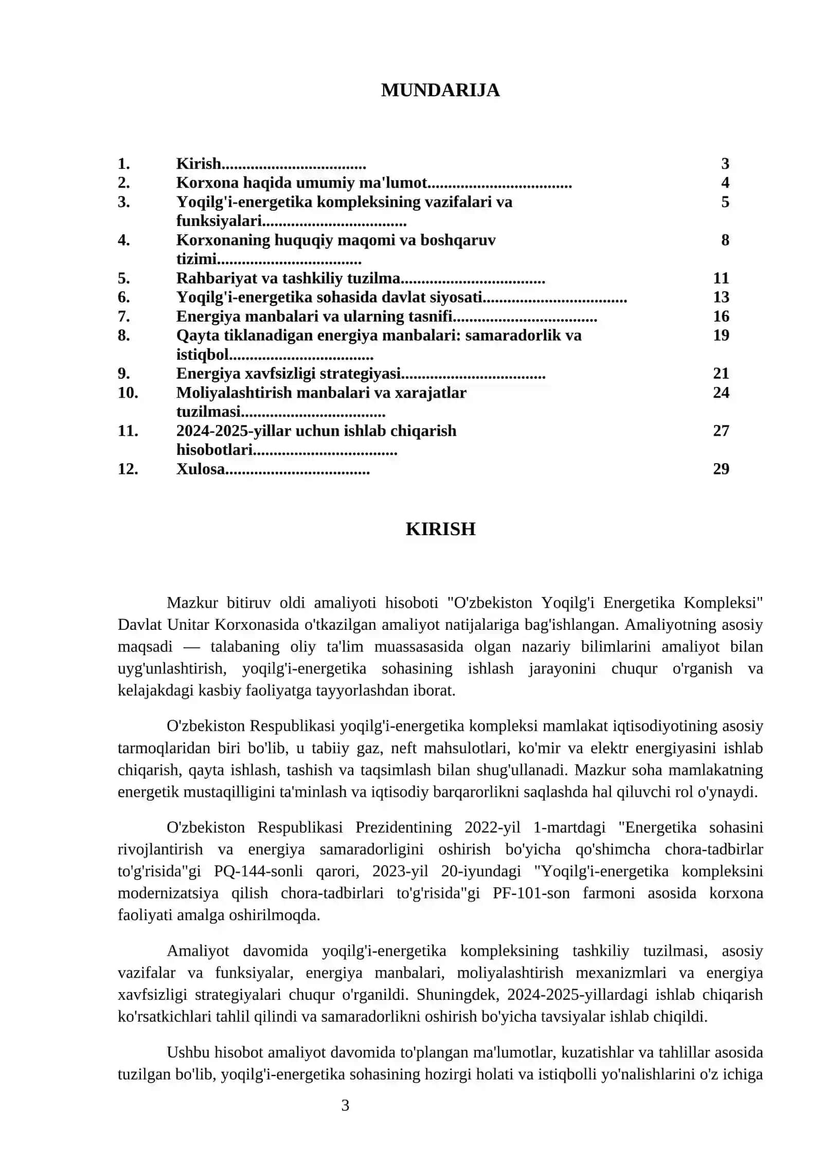 BITIRUV OLDI AMALIYOTI BO'YICHA HISOBOT 3
