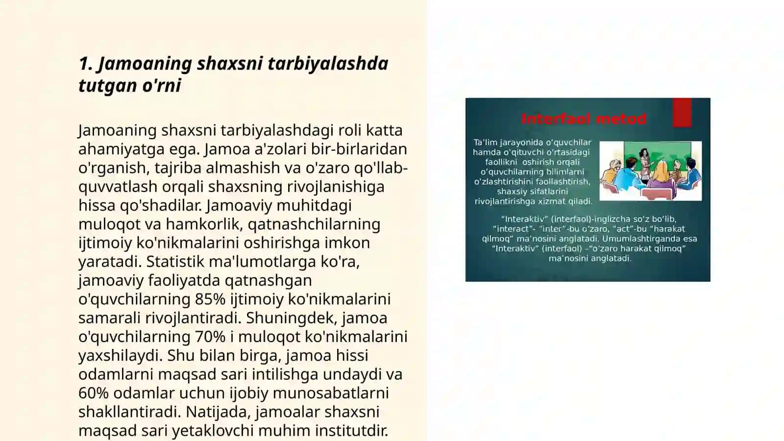 Jamoaning shaxs tarbiyasiga ta'siri. Sinf rahbarning tarbiyaviy ishi 3