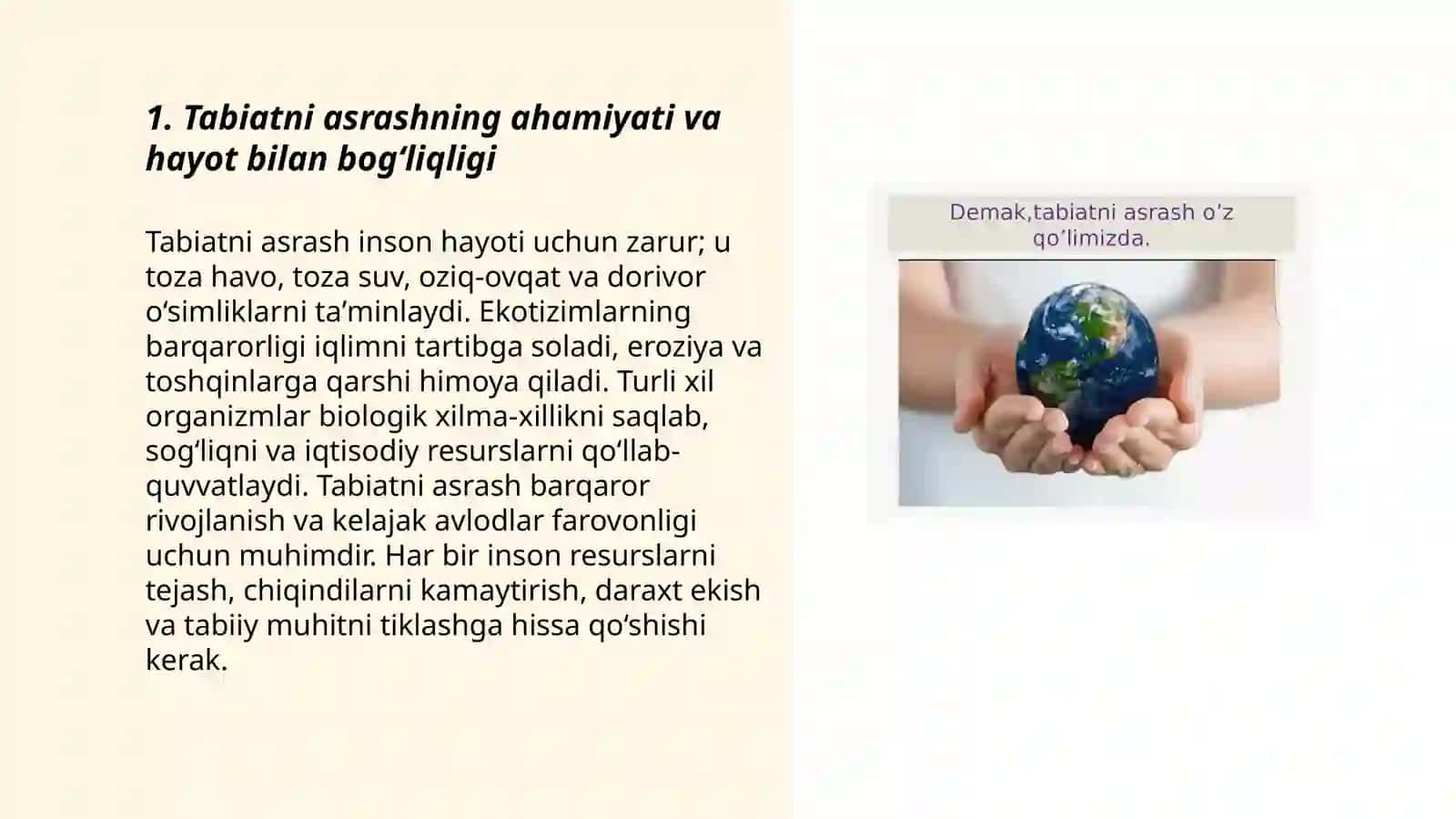 Tabiatni asrash — hayotni asrash 3