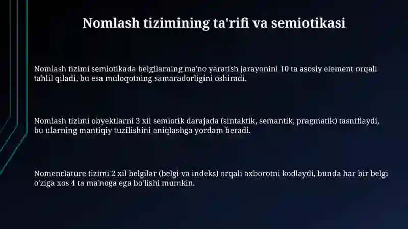 Tilning belgilar sistemasi ekanligi 3