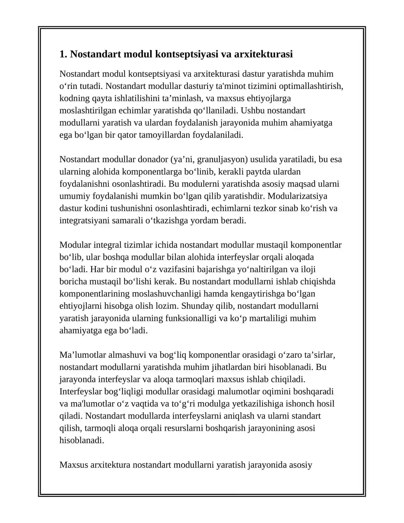 NOSTANDART MODULLARNI YARATISH VA ULARNI DASTURDA QO‘LLASH 3