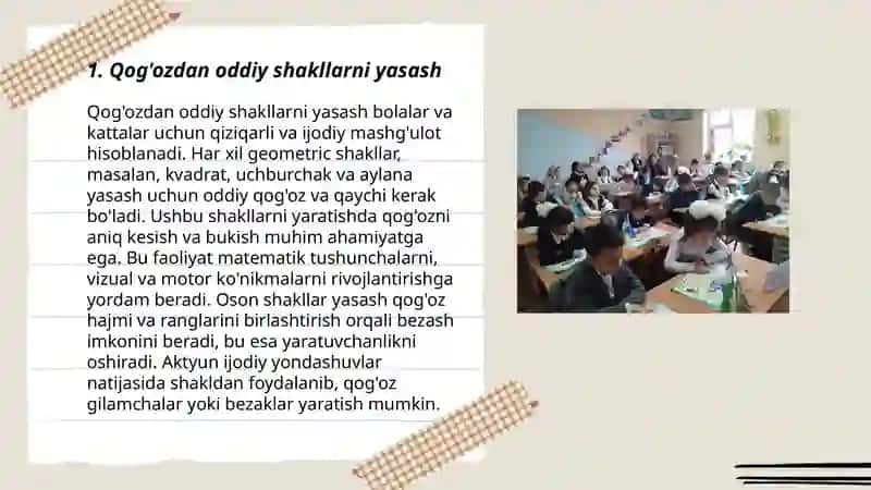 Qog'ozdan oddiy shakllarni yasash 3